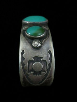 Old Pawn Navajo Bracelet - Silver and Turquoise 7