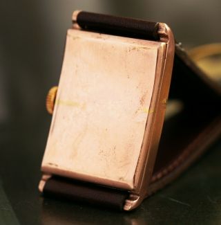 VINTAGE ROLEX MARCONI WATCH SALMON DIAL 18K GOLDPLATED RECTANGULAR CASE - 1930s 12