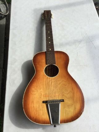 Vintage 1964 Silvertone Sunburst Acoustic Guitar Made in USA in Case 3