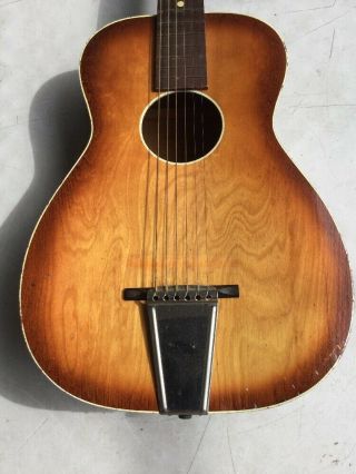 Vintage 1964 Silvertone Sunburst Acoustic Guitar Made in USA in Case 4