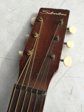 Vintage 1964 Silvertone Sunburst Acoustic Guitar Made in USA in Case 8