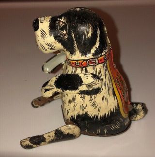 Antique/vintage 1930s Marx Flipo The Jumping Dog Tin Wind Up Mechanical Toy