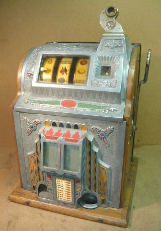 5c Antique Slot Machine - 1920s Mills Operator Bell W/ Pace Jp &