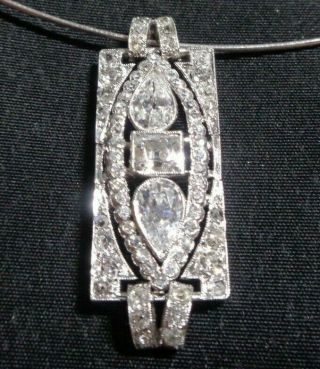Art Deco 18k White Gold Diamond Necklace 2.  9 Carats Vs2 Clarity F - G Color