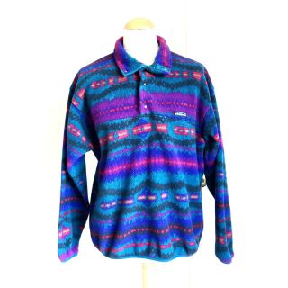 Vtg 90s Patagonia Aztec Snap T Fleece Jacket Large