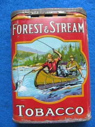 Vintage,  rare,  FOREST,  STREAM “FLY - FISHING” pocket tobacco tin 2