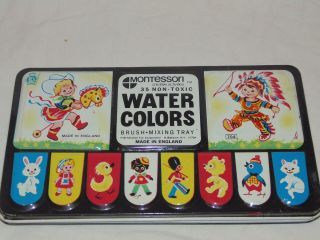 Vintage Water Colors Paint Box Tin Ll Products Made In England