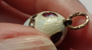 14K Russian Enamel Egg Pendant Set with Rubies,  Diamonds and Sapphires 3