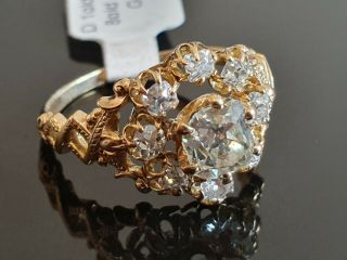 Antique Victorian 18k Yellow Gold Ring With Diamonds