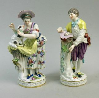 Antique Meissen Porcelain Figures Shepherdess & Egg Collector F68
