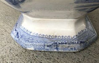 Huge Antique Ironstone Transferware Staffordshire Columbia Soup Tureen Great Blu 6