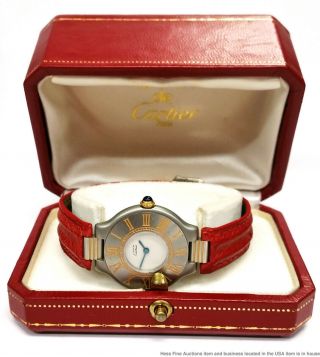 Vintage Must De Cartier 21 Ladies Two Tone Watch To Fix Box