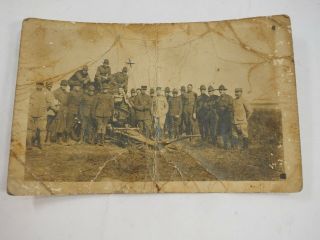 Wwi American Artillery Doughboys & French Soldiers Posing Rppc Photo Postcard