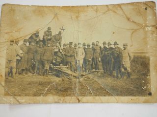 WWI American Artillery Doughboys & French Soldiers Posing RPPC Photo Postcard 2