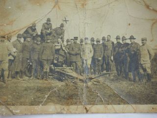 WWI American Artillery Doughboys & French Soldiers Posing RPPC Photo Postcard 3