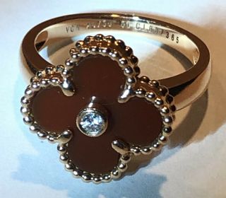 Van Cleef & Arpels Vintage Carnelian Alhambra Diamond Ring
