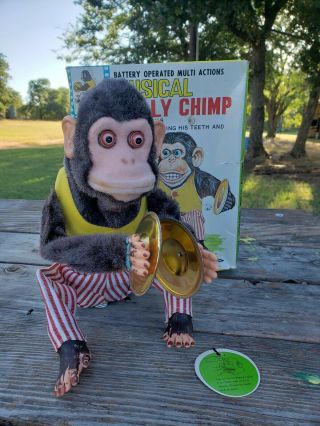 Vintage Daishin Musical Jolly Chimp No.  7061 In Origianl Box Open Plastic/Metal 8