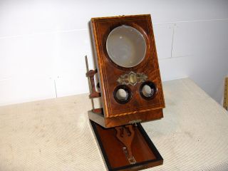 Antique Victorian Stereoscope & Postcad Viewer With Stereocards