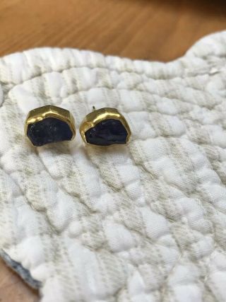 Petra Class Modernist 22K Yellow Gold and Labradorite Earrings 8