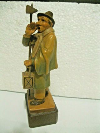 BLACK FOREST GERMAN WOOD CARVED BY ALOIS FUTTERER MAN WITH AX & LANTERN 2