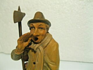 BLACK FOREST GERMAN WOOD CARVED BY ALOIS FUTTERER MAN WITH AX & LANTERN 6