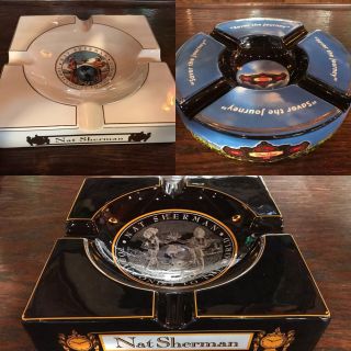 Set Of 3 Vintage Ceramic Cigar Ashtrays Don Lino & Nat Sherman " Watch Video "