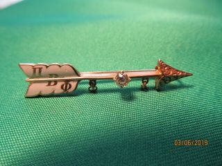 Vintage Gold Pi Beta Phi Solitaire Diamond Sorority Pin