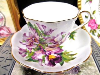 SALISBURY TEA CUP AND SAUCER ORCHID FLORAL TEACUP CUP & SAUCER BR 2