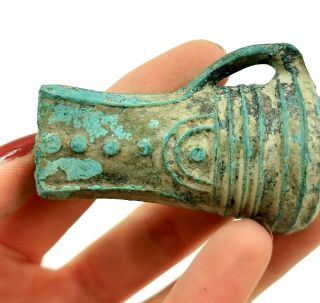 ANCIENT EUROPEAN BRONZE AGE CA.  600 BC BRONZE SOCKETED AXE - RARE R389 5