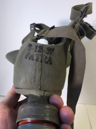 Czech WWII German Military Capture Issued Fatra Gray VZ - 35 Gas Mask,  VTG 1937 8