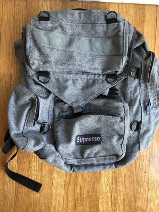 Vintage Supreme 2005 19th Scatterweave Backpack Grey Made In Usa