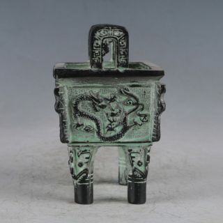 Ancient Bronze Exquisite Dragon Tripod Statue QT0012 3