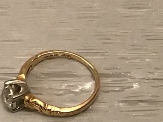 14k Yellow Gold And Platinum Two Tone Antique Diamond Ring.  50 Carat 12