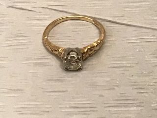 14k Yellow Gold And Platinum Two Tone Antique Diamond Ring.  50 Carat 9