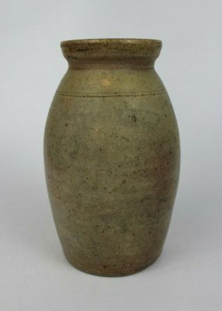 Vtg Antique Primitive Early Stoneware Crock Vase Jar 1/2 Gallon 9 " - No Lid