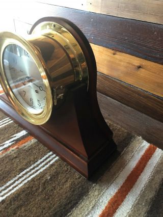 Chelsea Ships Bell Clock with Mahogany Base Large 6 