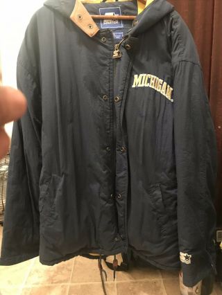 University Of Michigan Vintage Starter Pullover Half Zip Jacket