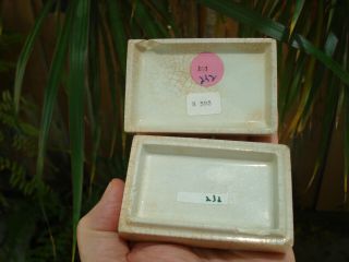 Antique,  multi - color Prattware rectangular paste jar,  box,  pot lid 6
