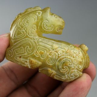 2.  4  China Old Green Jade Chinese Hand - Carved Horse Statue Jade Pendant 2044