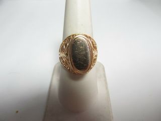 Vintage 14k Solid Rose Gold Russian Signet Ring With Star And Sickle