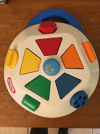 Vintage Little Tikes Spinning Pop Up Color Shape Wheel Busy Box