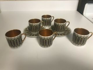 Set Of 6 Stunning Rare Antique Arabia Finland Demitasse Cups & 2 Saucers