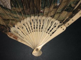 RARE ENGLISH ? ENGRAVED CHINOISERIES CHINESE FIGURAL SCENE FAN 5