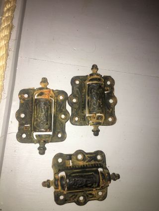 Antique Cast Iron Door Hinges Vintage Screen Door Hardware Set Of 3