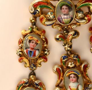 Antique 1820s 14K Gold and Swiss Enamel Family Portrait Pin and Pendant 3