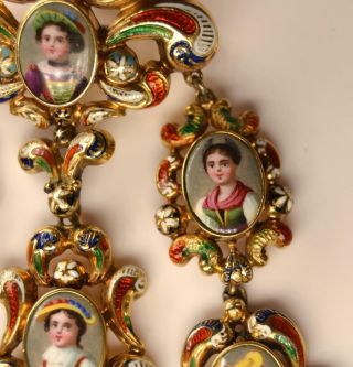 Antique 1820s 14K Gold and Swiss Enamel Family Portrait Pin and Pendant 4