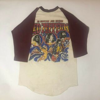 Vintage 1970 ' s Led Zeppelin Raglan Baseball Shirt Size.  L RARE Tour Shirt 2