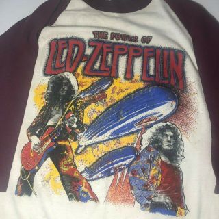 Vintage 1970 ' s Led Zeppelin Raglan Baseball Shirt Size.  L RARE Tour Shirt 3