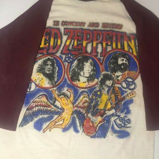 Vintage 1970 ' s Led Zeppelin Raglan Baseball Shirt Size.  L RARE Tour Shirt 4