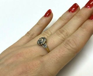 Antique Victorian Rose and Mine Cut Diamond Halo 18K Gold Ring Size 6 3